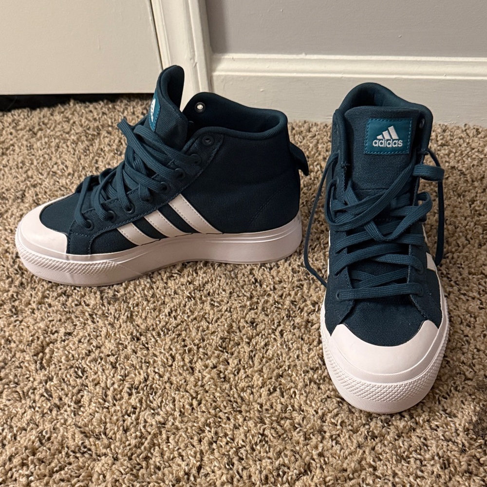 adidas Hunter Green and White Women's High-Top Sneakers